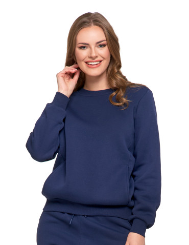 Bluzy - Damska bluza ocieplana z kieszeniami GRANATOWY - produkt 1