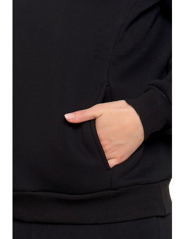 Bluzy - Damska bluza ocieplana z kieszeniami CZARNY - produkt 4