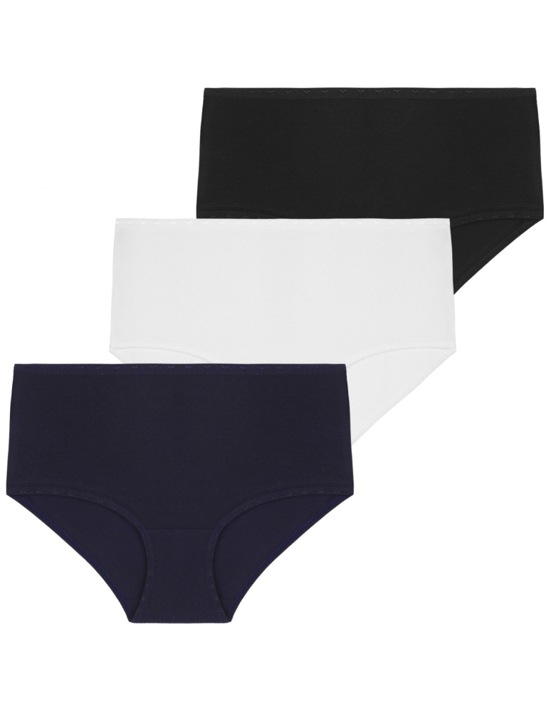 Figi - Damskie figi maxi bikini bawełniane wysoki stan 3-pak WIELOKOLOROWY - produkt moraj.pl 1
