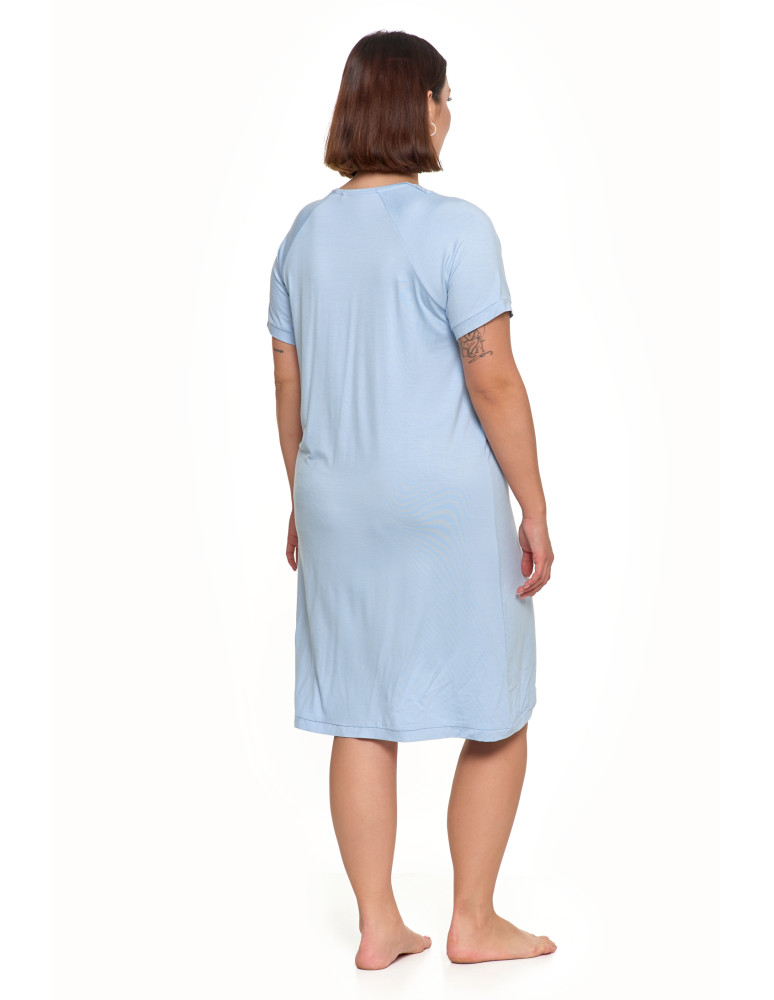 Koszule nocne - Koszula nocna bambusowa Plus Size z koronkowym dekoltem NIEBIESKI - produkt moraj.pl 7